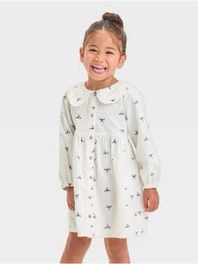 Cat & Jack bow Peter Pan collar Button-Front Dress
